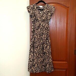 NWOT Sienna Sky Cheetah/Leopard Print Ruffle Sleeve Dress size S